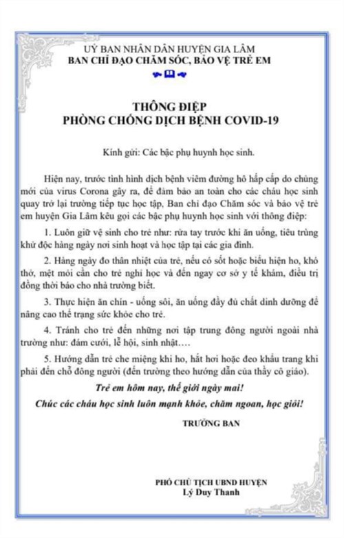 Thông điệp phòng chống dịch Covid-19